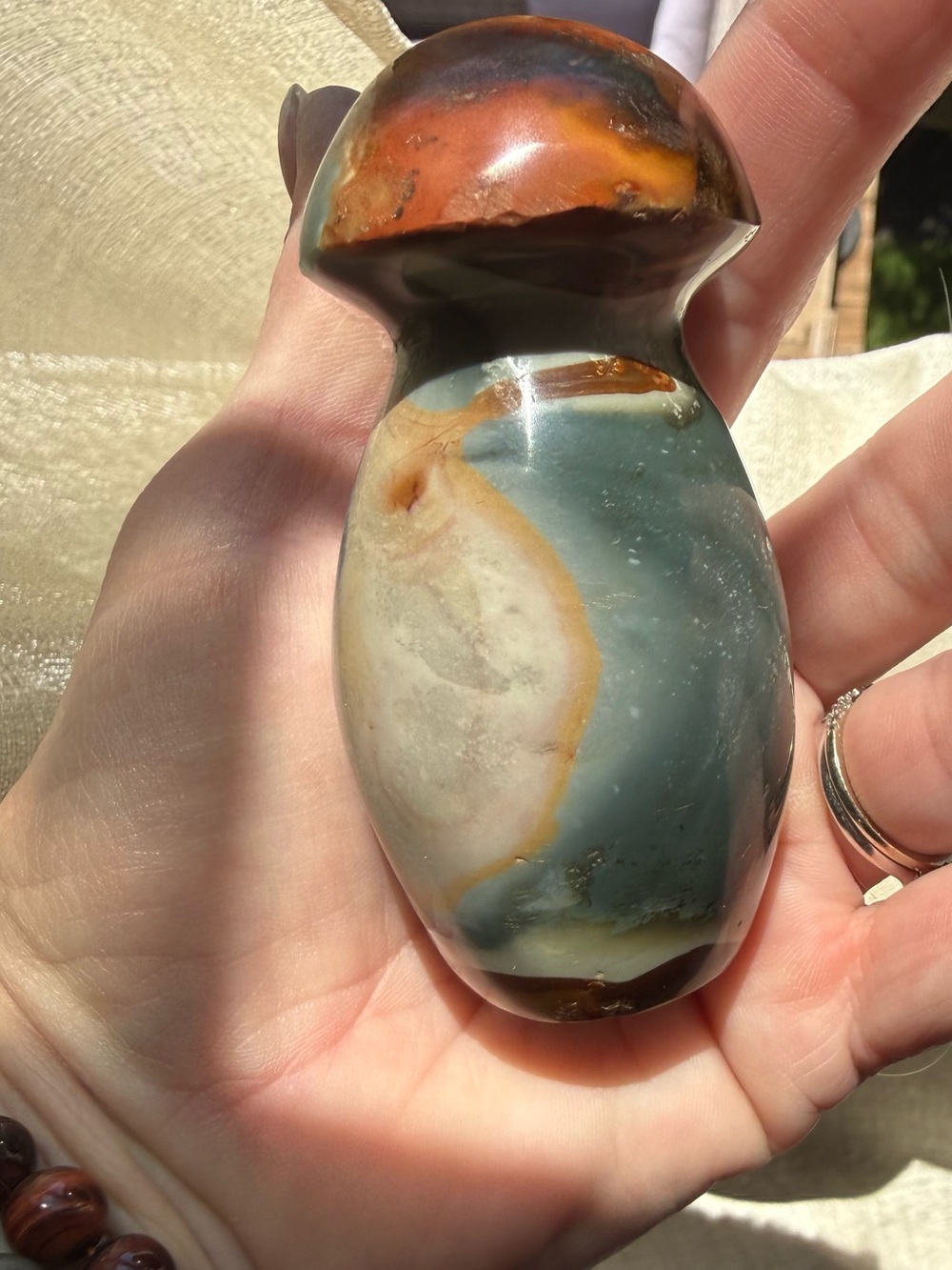 Polychrome Jasper Mushroom gemStone Carving